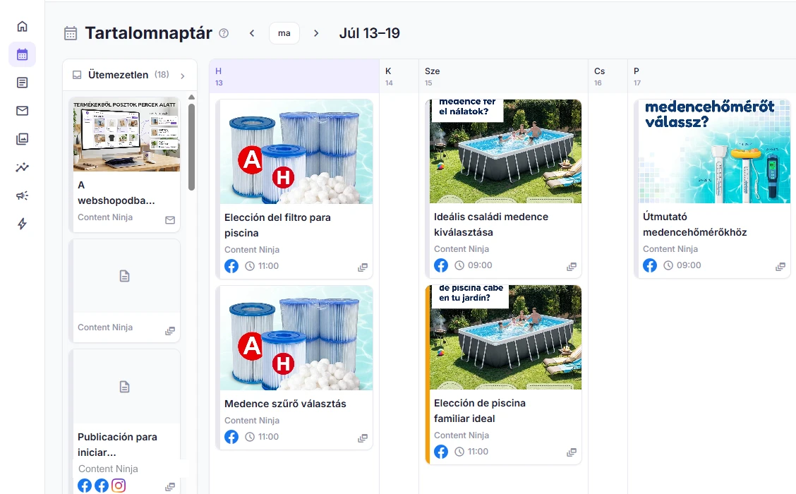 Content Ninja content calendar with multilingual posts
